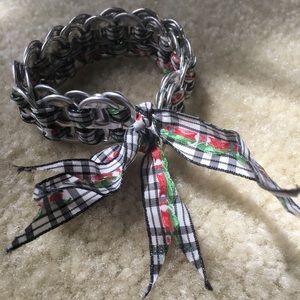 Pop tab bracelet with cherry ribbon